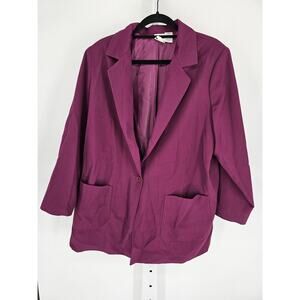 Vintage 1990s Roamans Womens Sz 18W Single Button Blazer Jacket Purple